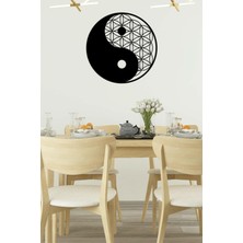Yaşam Çiçeği Yin Yang Duvar Dekoru - Süsü, Ahşap Dekoratif Tablo