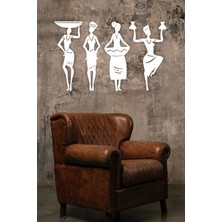 Afrikalı Kadınlar Duvar Dekoru-Süsü, Lazer Kesim, Ahşap Dekoratif Tablo- Beyaz