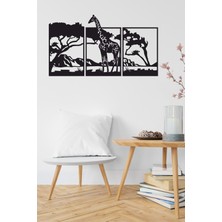 Safari Afrika Temalı 3 Lü Ahşap Tablo