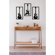 3'lü Gitar Duvar Dekoru - Süsü Ahşap Dekoratif Tablo