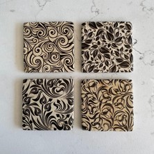 UNT Taş Bardak Altlığı Stone Coasters 4lü Set
