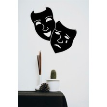 Tiyatro'nun Simgesi Maskeler Duvar Dekoru - Süsü, Ahşap Dekoratif Tablo