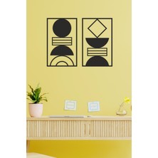 2'li Modern Geometrik Duvar Dekoru - Süsü, Ahşap Dekoratif Tablo