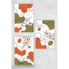 Abstract Yeşil-Turuncu-Pembe Desenli Ahşap Dekoratif Tablo