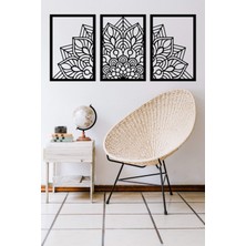 3 Parçalı Mandala Duvar Dekoru - Süsü, Ahşap Dekoratif Tablo V2