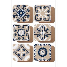 Mandala Temalı 6'lı Ahşap Bardak Altlığı Seti