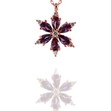 Neva Jewelry 925 Ayar Favori Mor Lotus Çiçeği Modelli Gümüş Kolye