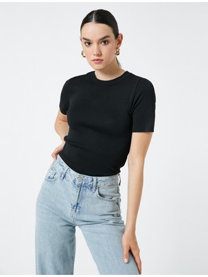 Koton Crop Triko Kazak Kısa Kollu