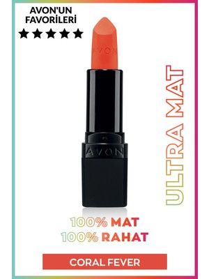Avon Ultra Mat Ruj Coral Fever Stick Formda Mat Etkiyle Pürüzsüz Uygulama İçin Özel Formül