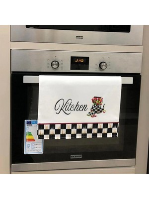 Aymira Home Dekoratif Mutfak Pamuklu Fırın Havlusu Özel Desenli Damalı Model 35X50 cm Yıkanabilir Pamuklu Ürün