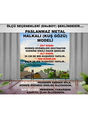 Altın Pamuk Altınpamuk Her Ölçüde Enxboy Seçenekli Kuşgözlü Balkon Perdesi-Balkon Brandası Gri Lüks