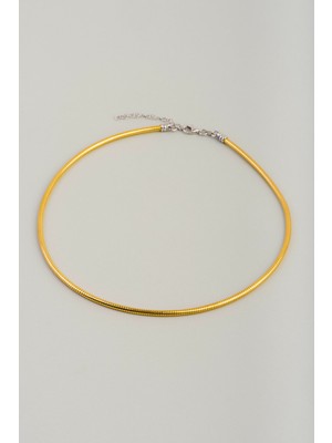 So CHIC İtalyan Tasarım 18 Ayar Sarı Altın Kaplama 47 Cm Gümüş Choker Gerdanlık