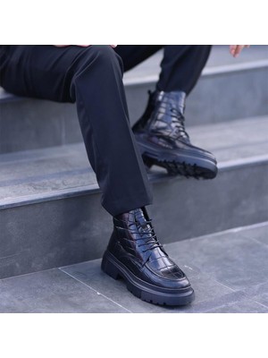 Saillaker’s Sail Lakers - Siyah Croco Deri Erkek Postal Bot