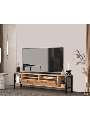 Ankara Mobilya Belinda Metal Ayaklı  Atlantik Çam 180 cm Tv Ünitesi