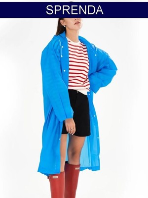 Sprenda Kadın Erkek  Yağmurluk Kapüşonlu Çıtçıtlı Eva  Yağmurluk