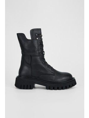 Valmenti Kadın Siyah Deri Casual Bot 775 1048220 Bn Bot SK23/24