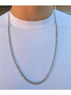 Dergavud Fıgaro Model Yassı Erkek Çelik Kolye Zinciri