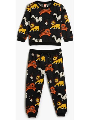 Koton Dinozorlu Eşofman Takımı Ikili Şardonlu Pamuklu