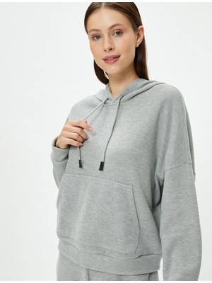 Koton Sweatshirt Pijama Üstü Kapüşonlu Kanguru Cepli