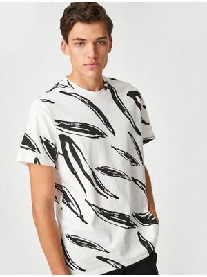 Koton Pamuklu Tişört Baskılı Bisiklet Yaka Kısa Kollu