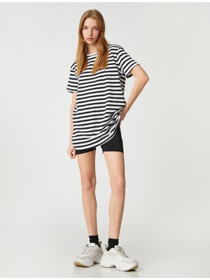 Koton Oversize Tişört Pamuklu Uzun Bisiklet Yaka Kısa Kollu