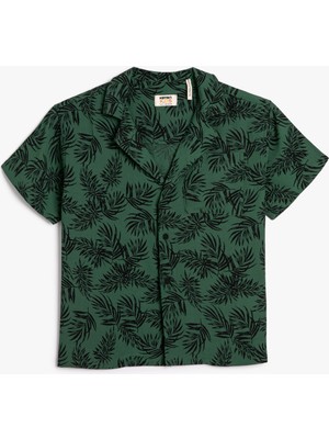 Koton Floral Desenli Kısa Kollu Erkek Çocuk Gömlek Yeşil Günlük Stil 5 - 6 Yaş