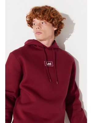 Lee Regular Fit Normal Kesim Kapüşonlu İçi Polarlı Bordo Sweatshirt