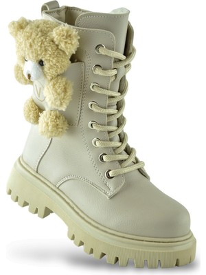 Ispartalılar 278 Ortopedik Bağcıklı Fermuarlı Kız Çocuk Bot Ayakkabı Ayıcıklı Kürklü Çocuk Bot