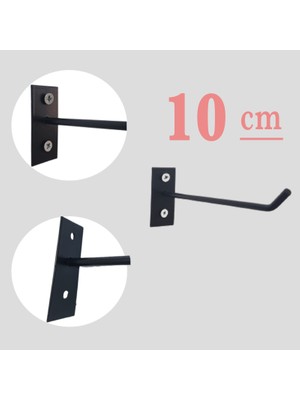 80 Adet 10 cm Siyah Duvara ve Suntaya Monte Kanca, Monteli Kanca Askı, Aksesuar, Bijuteri Kancası