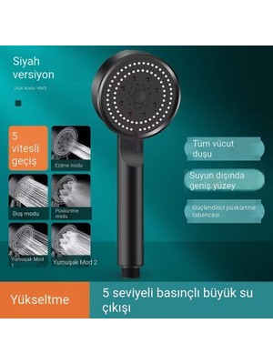 Yu Süperşarjlı Duş Başlığı Duş Başlığı Seti Siyah Savaşçı Banyo Banyo El Duş Başlığı Duş Başlığı Braketi (Yurt Dışından)