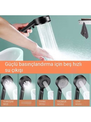 Yu Süperşarjlı Duş Başlığı Duş Başlığı Seti Siyah Savaşçı Banyo Banyo El Duş Başlığı Duş Başlığı Braketi (Yurt Dışından)