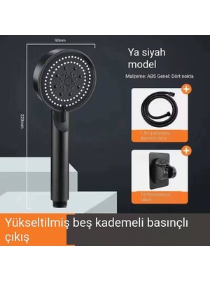 Yu Süperşarjlı Duş Başlığı Duş Başlığı Seti Siyah Savaşçı Banyo Banyo El Duş Başlığı Duş Başlığı Braketi (Yurt Dışından)