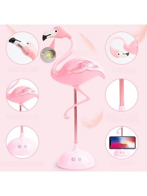 Zethus Iyi Görünümlü Flamingo Öğrenme Masası Lambası USB Gece Lambası (Yurt Dışından)