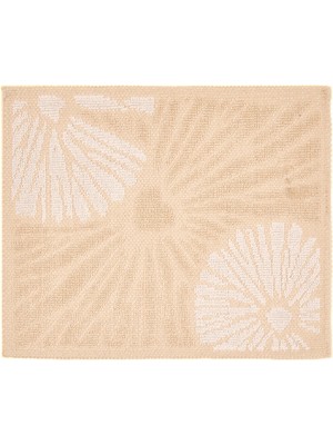 Bluenity Boucle Flower 2'li Banyo Paspası - Ekru- 60X100 cm +50X60 cm