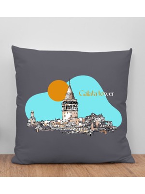 Bk Gift Istanbul Tasarımlı Antrasit Kırlent Yastık, Arkadaşa Hediye, Ev Dekorasyonu, Ev Hediyesi-7