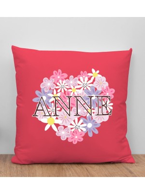 Bk Gift Anneler Günü Tasarımlı Kırmızı Kırlent Yastık, Anneye Hediye, Ev Dekorasyonu, Anneler Günü Hediyesi-3