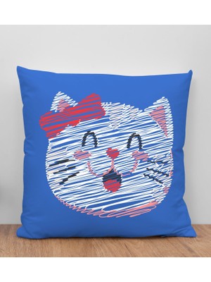 Bk Gift Modern Art Tasarımlı Mavi Kırlent Yastık, Arkadaşa Hediye, Ev Dekorasyonu, Ev Hediyesi-7