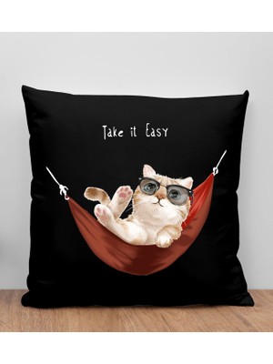 Bk Gift Kedi Tasarımlı Siyah Kırlent Yastık, Arkadaşa Hediye, Ev Dekorasyonu, Ev Hediyesi-2