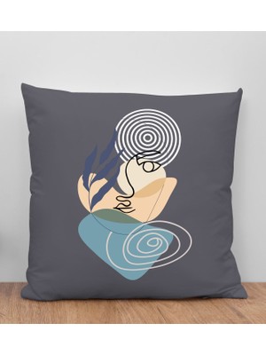 Bk Gift Modern Art Tasarımlı Antrasit Kırlent Yastık, Arkadaşa Hediye, Ev Dekorasyonu, Ev Hediyesi-3
