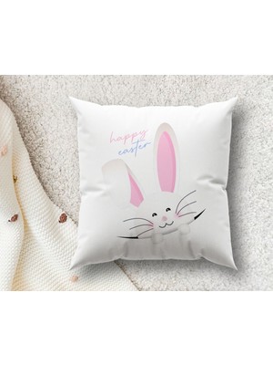 Bk Gift Paskalya Tasarımlı Beyaz Kırlent Yastık, Ev Hediyesi, Ev Dekorasyonu, Dekoratif Hediye-5