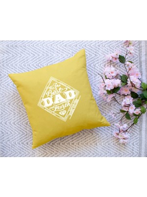 Bk Gift Kişiye Özel Isimli Babalar Günü Tasarımlı Sarı Kırlent Yastık-5 Babaya Hediye, Ev Dekorasyonu, Babalar Günü Hediyesi