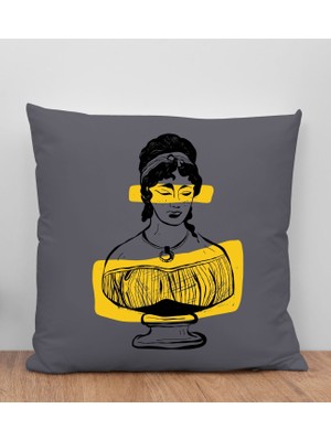 Bk Gift Modern Art Tasarımlı Antrasit Kırlent Yastık, Arkadaşa Hediye, Ev Dekorasyonu, Ev Hediyesi-4