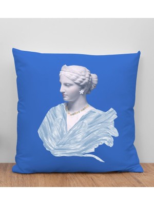 Bk Gift Modern Art Tasarımlı Mavi Kırlent Yastık, Arkadaşa Hediye, Ev Dekorasyonu, Ev Hediyesi-1
