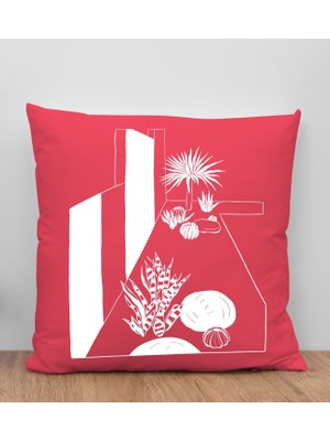 Bk Gift Modern Art Tasarımlı Kırmızı Kırlent Yastık, Arkadaşa Hediye, Ev Dekorasyonu, Ev Hediyesi-6