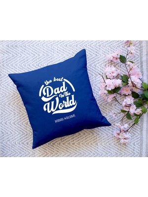 Bk Gift Kişiye Özel Isimli Babalar Günü Tasarımlı Lacivert Kırlent Yastık-7 Babaya Hediye, Ev Dekorasyonu, Babalar Günü Hediyesi
