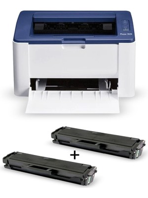 Xerox Phaser 3020 Wi-Fi Mono Lazer Yazıcı Siyah-Beyaz + 1 Yedek Pluscopy Toner Hediyeli