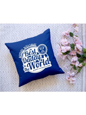 Bk Gift Kişiye Özel Isimli Babalar Günü Tasarımlı Lacivert Kırlent Yastık-3 Babaya Hediye, Ev Dekorasyonu, Babalar Günü Hediyesi