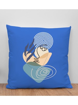Bk Gift Modern Art Tasarımlı Mavi Kırlent Yastık, Arkadaşa Hediye, Ev Dekorasyonu, Ev Hediyesi-3