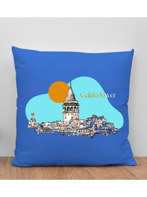 Bk Gift Istanbul Tasarımlı Mavi Kırlent Yastık, Arkadaşa Hediye, Ev Dekorasyonu, Ev Hediyesi-7
