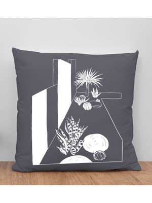Bk Gift Modern Art Tasarımlı Antrasit Kırlent Yastık, Arkadaşa Hediye, Ev Dekorasyonu, Ev Hediyesi-6